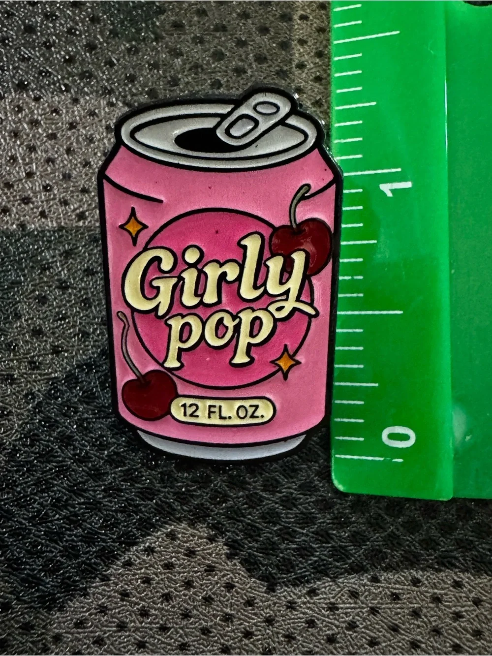 Girly Pop Pink Enamel Pin - Decorative Soda Can Design